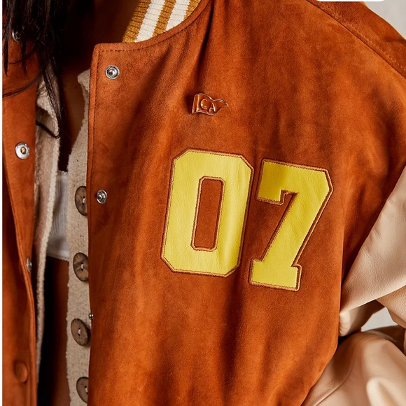 Free People For The Creative Spirit Leather Vintage Style Bomber Jacket - Picture 4 of 16